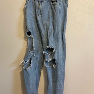 Womens blue ripped jeans